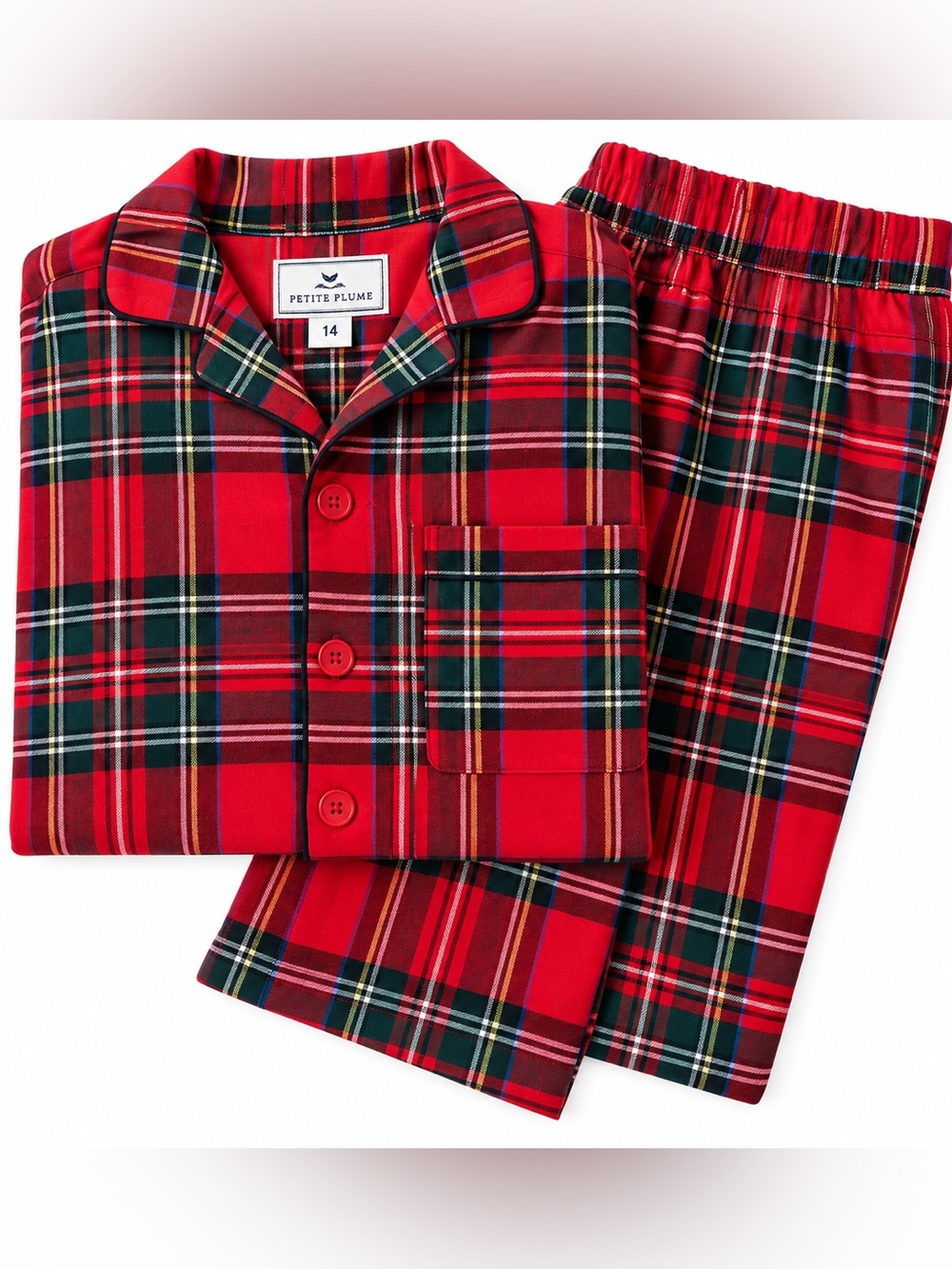 Petite Plume Kids Red Tartan Plaid Flannel Pajama Set Size 14
